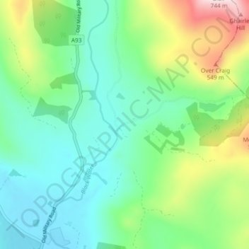 Blacklunansの地形図、標高、地勢