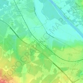 Jean Cabosの地形図、標高、地勢
