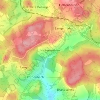 Hintermühlenの地形図、標高、地勢