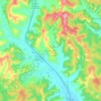 Mombaroneの地形図、標高、地勢