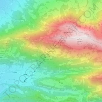 Sonderdachの地形図、標高、地勢