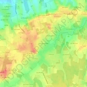Maisons Neuvesの地形図、標高、地勢