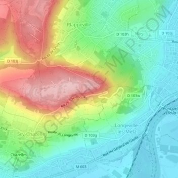 Mont Saint-Quentinの地形図、標高、地勢