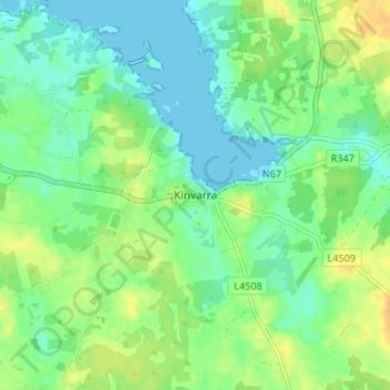 Kinvarraの地形図、標高、地勢