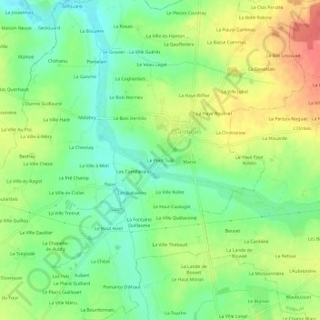 Le Pont Tualの地形図、標高、地勢