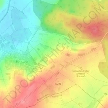 Am alten Bergの地形図、標高、地勢