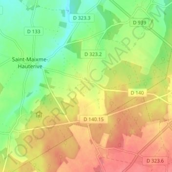 Chappeの地形図、標高、地勢