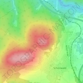 Pfaffenbergの地形図、標高、地勢