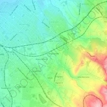 Mola Cavonaの地形図、標高、地勢