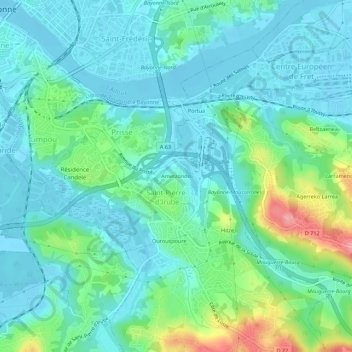 Ametzondoの地形図、標高、地勢