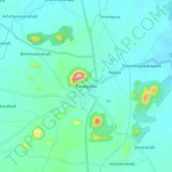 Pavagadaの地形図、標高、地勢