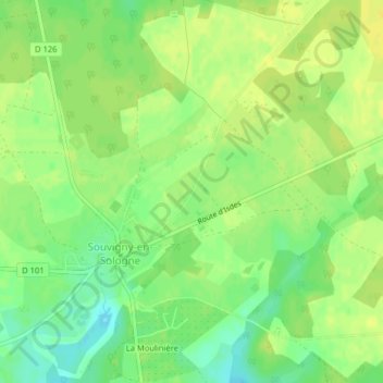 Le Gatinaisの地形図、標高、地勢