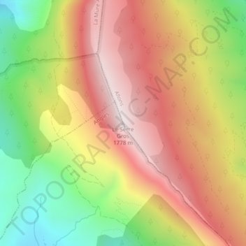 Le Serre Grosの地形図、標高、地勢