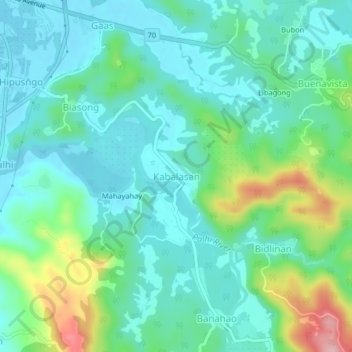 Kabalasanの地形図、標高、地勢