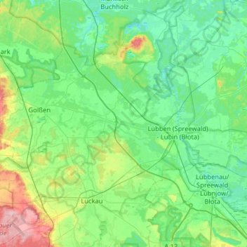 Berstelandの地形図、標高、地勢