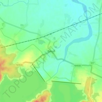 Balodの地形図、標高、地勢