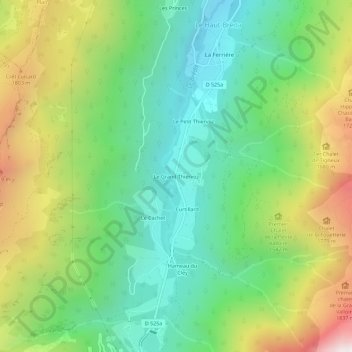 Le Grand Thiervozの地形図、標高、地勢