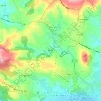 Herránの地形図、標高、地勢
