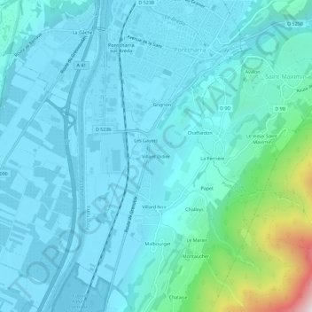 Villard Didierの地形図、標高、地勢