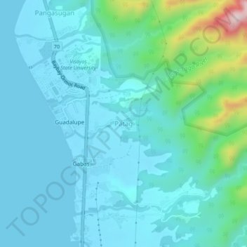 Patagの地形図、標高、地勢