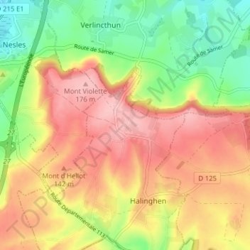 Le Haut Pichotの地形図、標高、地勢