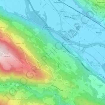 Zieblの地形図、標高、地勢
