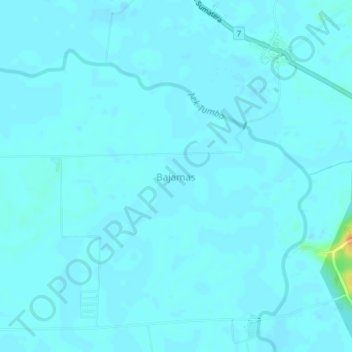 Bajamasの地形図、標高、地勢
