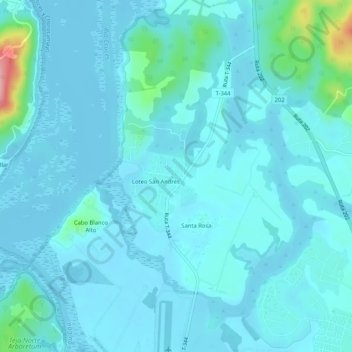 Cabo Blancoの地形図、標高、地勢