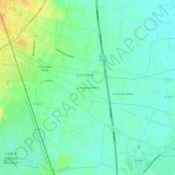 La Maison Blancheの地形図、標高、地勢