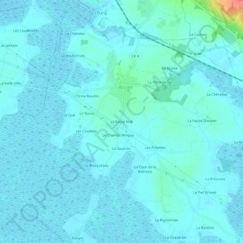 La Basse Noëの地形図、標高、地勢