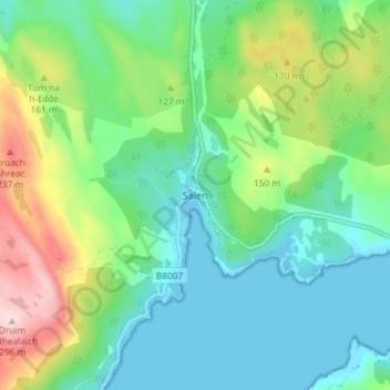 Salenの地形図、標高、地勢