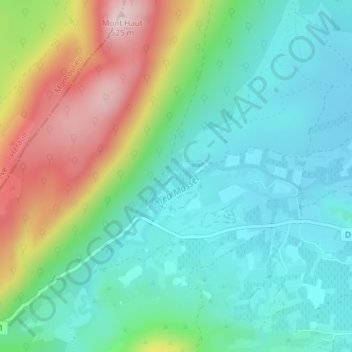 Les Cambouxの地形図、標高、地勢