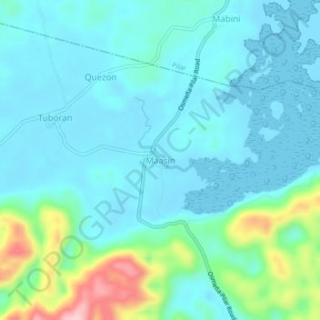 Maasinの地形図、標高、地勢