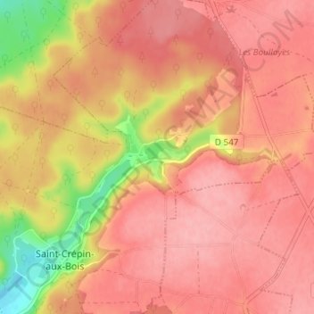 Offémontの地形図、標高、地勢