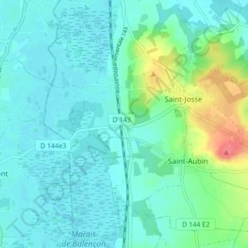 Capelleの地形図、標高、地勢