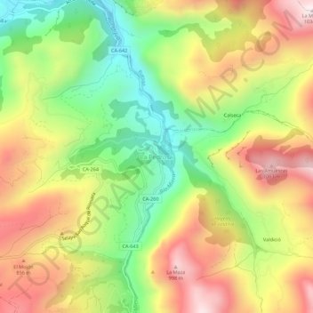 La Pedrosaの地形図、標高、地勢