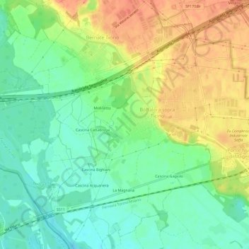 Cascina Bacinoの地形図、標高、地勢
