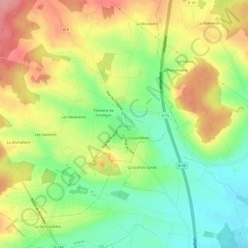 Le Bourgの地形図、標高、地勢