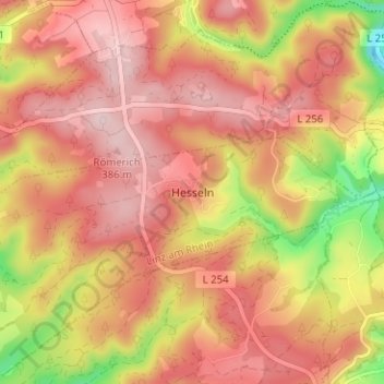 Hesselnの地形図、標高、地勢