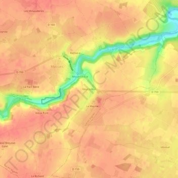 Vaucouleurの地形図、標高、地勢