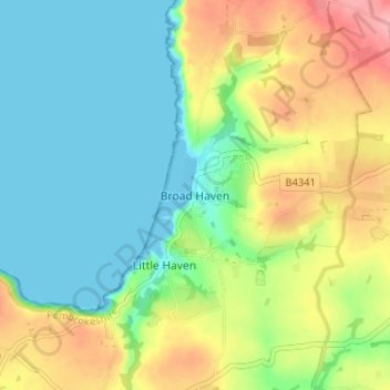 Broad Havenの地形図、標高、地勢