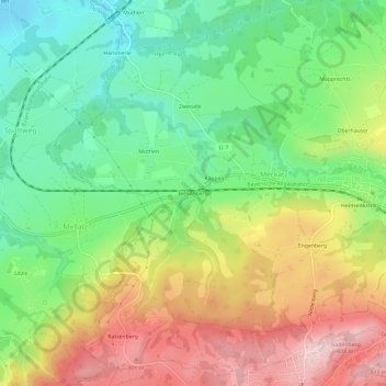 Biesenbergの地形図、標高、地勢