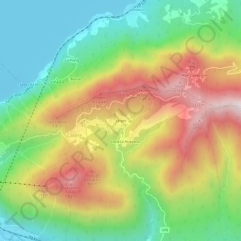 Vararoの地形図、標高、地勢