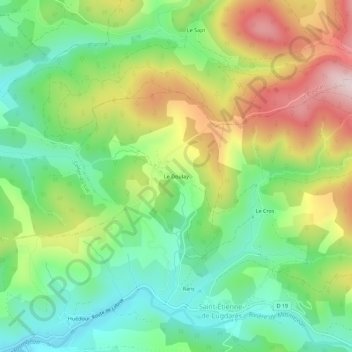 Le Doulayの地形図、標高、地勢