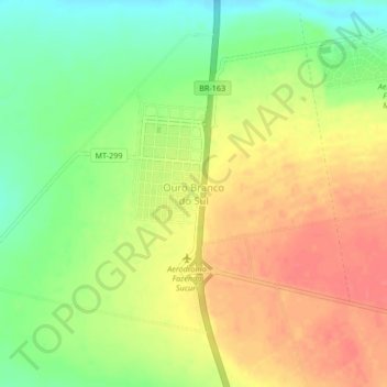Ouro Branco do Sulの地形図、標高、地勢