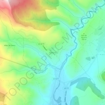 Fontoriaの地形図、標高、地勢