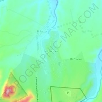 Mil Encinosの地形図、標高、地勢