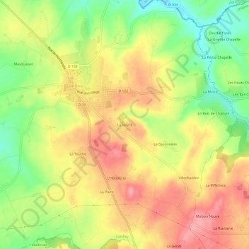La Seorieの地形図、標高、地勢