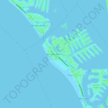 Sunshine Beachの地形図、標高、地勢