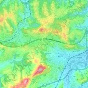 Galarretaの地形図、標高、地勢